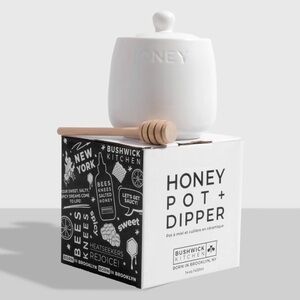 Ceramic Honey Pot with Dipper - White New in Box